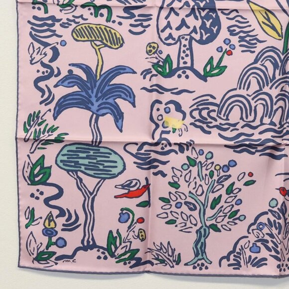HERMES Carre 90 Scarf ""ISOLA DI PRIMAVERA"" Silk Pink Auth 133737 - Picture 14 of 16